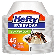 Hefty Everyday Soak Proof 12 oz White Foam, Bowls, 45 Each