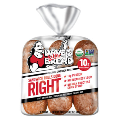 Dave's Killer Bread Organic Sandwich Rolls Done Right, 6 count, 18 oz
