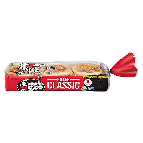 Made for Greatness®nnOur Killer Classic™ organic English muffins truly live up to their name - with 8g whole grains per muffin. Power-packed with 5 super grains, and no bleached flour or high fructose corn syrup, they're killer awesome.