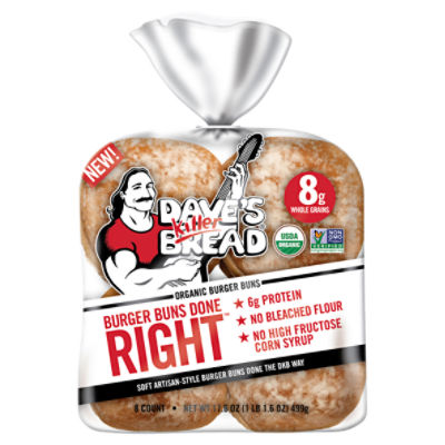 Dave's Killer Bread Organic Burger Buns, 8 count, 17.6 oz