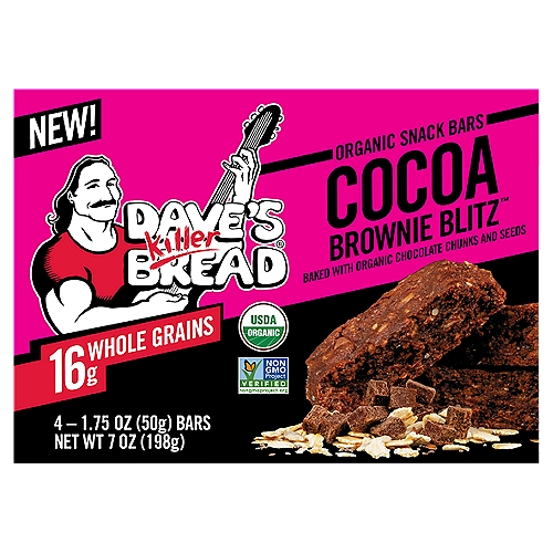 Dave's Killer Bread Cocoa Brownie Blitz Organic Snack Bars, 4 Count