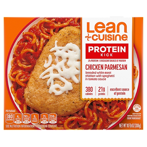 Breaded White Meat Chicken with Spaghetti in Tomato SaucennKick your dish up a notch with an excellent source of protein and crave-worthy taste.nnKick Your Day Into High Gear.nAn ''excellent source of protein'' means our dish provides you with 20% or more of the recommended daily value of protein.