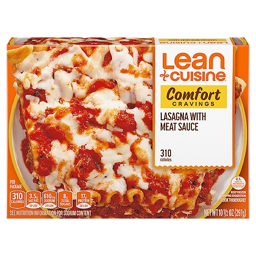 Lean Cuisine Comfort Cravings Lasagna with Meat Sauce, 10 1/2 oz
Your Goals. In Your Control.
Our crave-worthy comfort foods put you in control of your goals.