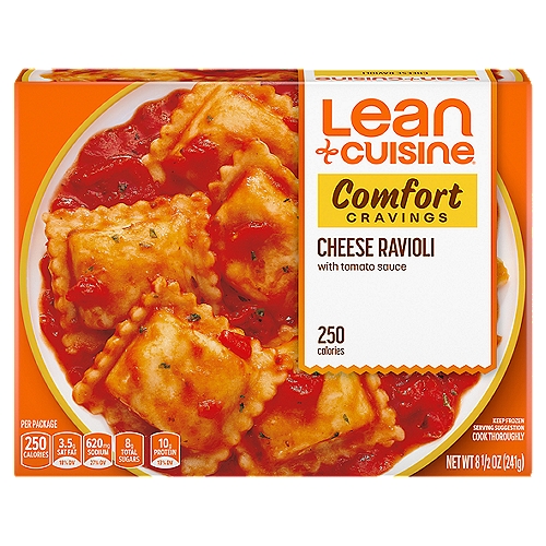 Lean Cuisine Comfort Cravings Cheese Ravioli with Tomato Sauce, 8 1/2 oz
Your Goals. In Your Control.
Our crave-worthy comfort foods put you in control of your goals.