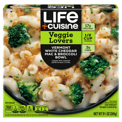 Life Cuisine Veggie Lovers Vermont White Cheddar Mac & Broccoli Bowl, 9 1/2 oz