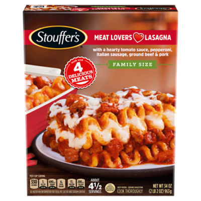 Stouffer's Meat Lovers Lasagna Family Size, 34 oz