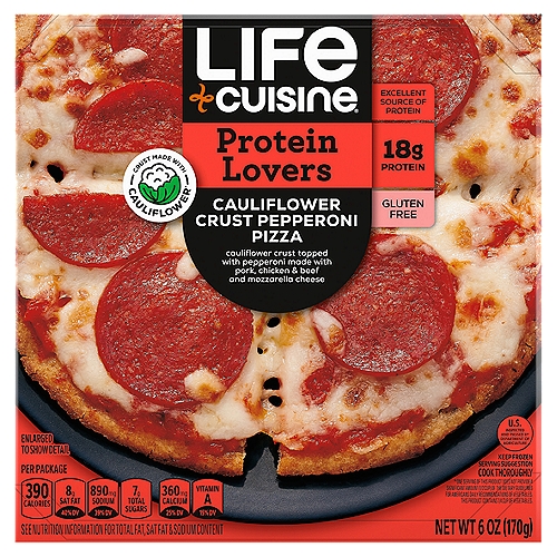 Life Cuisine Protein Lovers Cauliflower Crust Pepperoni Pizza, 6 oz