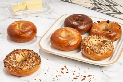 Store Baked Bagels Assorted Varieties - Specify Flavors in Cart Notes, 6 ct, 18 oz