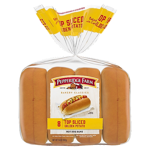Pepperidge Farm Golden Potato Hot Dog Buns, Top Sliced, 8-Pack Bag