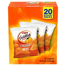 Goldfish Cheddar Cheese Crackers, 1 oz On-the-Go Snack Packs, 20 Count Box