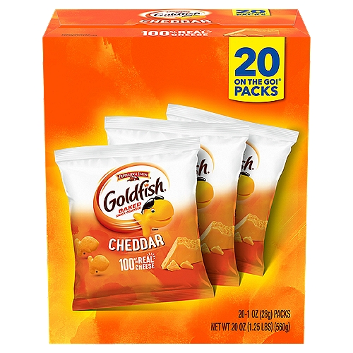 Pepperidge Farm Goldfish Cheddar Baked Snack Crackers On The Go! Packs, 1 oz, 20 count
Made with smiles
