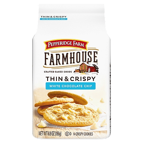 Pepperidge Farm Farmhouse Thin & Crispy White Chocolate Chip Cookies, 14 count, 6.9 oz