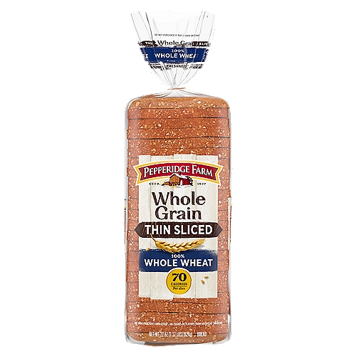 Pepperidge Farm Whole Grain Thin Sliced 100% Whole Wheat Bread, 22 oz. Loaf