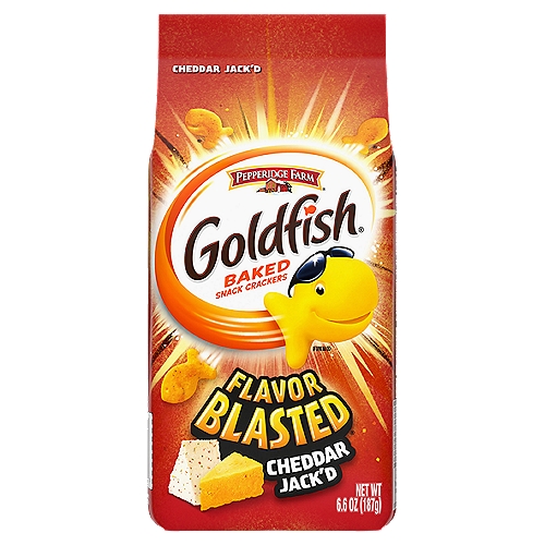 Goldfish Flavor Blasted Cheddar Jack'd Crackers, Snack Crackers, 6.6 oz bag