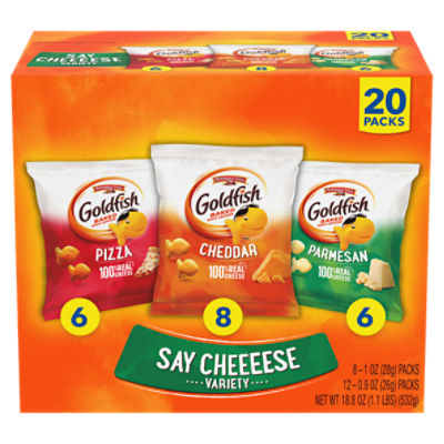 Pepperidge Farm Goldfish Say Cheese Baked Snack Crackers Variety, 20 count, 18.8 oz