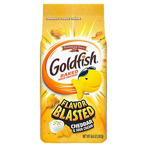 Goldfish Flavor Blasted Cheddar and Sour Cream Crackers, Snack Crackers, 6.6 oz bag
