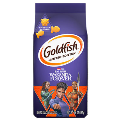 Goldfish Black Panther Wakanda Forever Cheddar Baked Snack Crackers Limited Edition, 6.6 oz