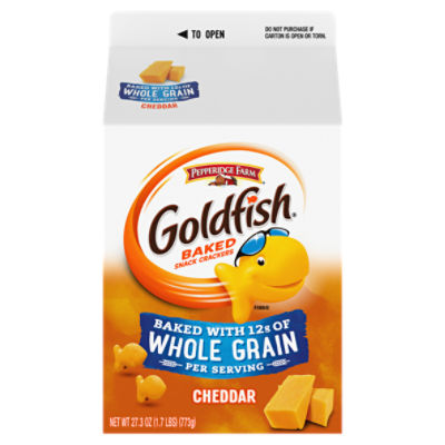 Goldfish Cheddar Cheese Crackers, Baked with Whole Grain, 27.3 oz Carton, 27.3 Ounce