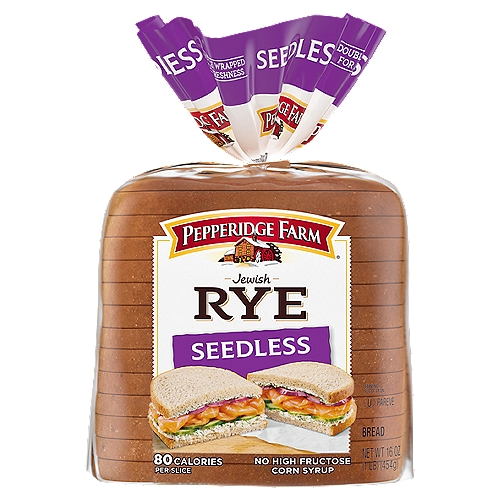 Pepperidge Farm Jewish Rye Seedless Bread, 16 oz. Bag
Enjoy the flavorful taste and enticing aroma of our Pepperidge Farm Rye breads. Our Seedless Rye bread has the distinctive and delicious taste of Rye with a smooth and soft interior so you can savor every bite.

Whether it's for a sandwich, toast, or special meal, our Rye breads make every eating occasion especially tasty!