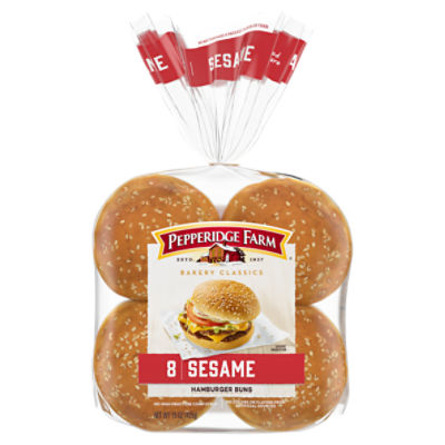 Pepperidge Farm Sesame Topped Hamburger Buns, 8-Pack Bag