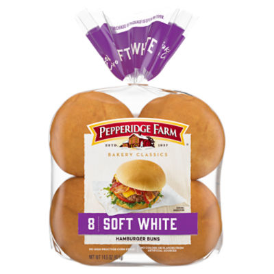 Pepperidge Farm Soft White Hamburger Buns, 8-Pack Bag