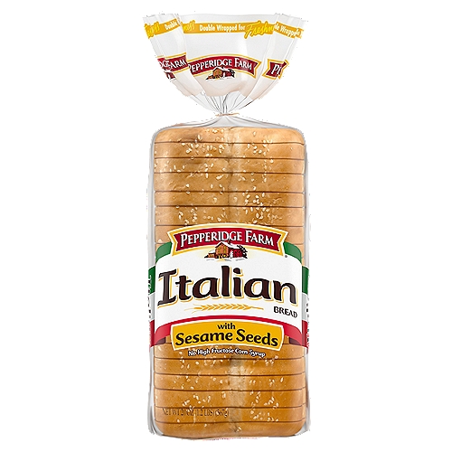 Pepperidge Farm Italian with Sesame Seeds Bread, 20 oz. Bag
Our passion for creating breads that satisfy and delight the entire family shows in the care we put into every loaf.

Pepperidge Farm Italian bread is no exception. We've taken the robust Italian bread you love and made it into a soft, moist sandwich bread you can enjoy every day. Each large, flavorful slice makes for the perfect sandwich hot or cold!