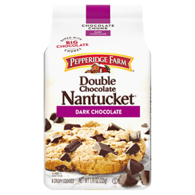 Pepperidge Farm Nantucket Crispy Double Dark Chocolate Chunk Cookies, 7.75  OZ Bag (8 Cookies)