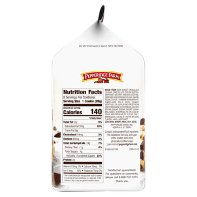 Pepperidge Farm Nantucket Double Dark Chocolate Cookies, 8 Crispy Cookies,  7.75 oz. Bag