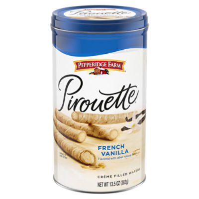 Pepperidge Farm Pirouette Cookies, French Vanilla Flavored Crème Filled Wafers, 13.5 Oz Tin