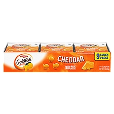 Goldfish Cheddar Cheese Crackers, 1 oz On-the-Go Snack Packs, 9 Count Tray