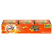Goldfish Flavor Blasted Xtra Cheddar Cheese Crackers, 0.9 oz On-the-Go Snack Packs, 9 Count Tray