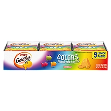 Goldfish Colors Cheddar Crackers, Snack Pack, 0.9 oz, 9 CT Multi-Pack Tray