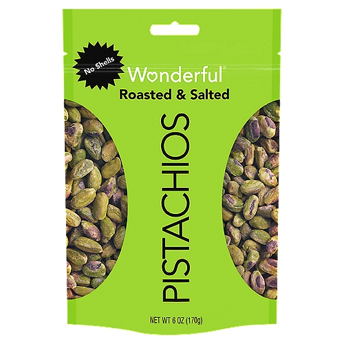 Wonderful Roasted & Salted Pistachios, 6 oz
Roasted and Salted Wonderful Pistachios have literally come out of their shells. Same delicious taste, but with a little less work for you. Still great for snacking, they're also a wonderful addition to your culinary creations.