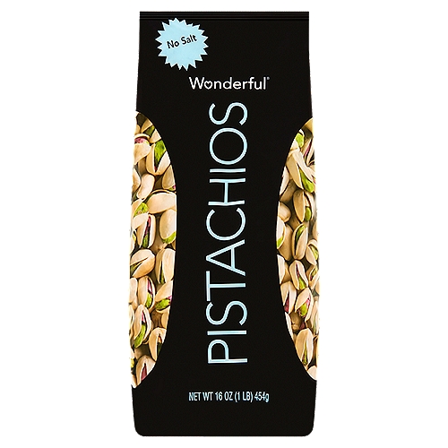 Hold the salt, not the flavor. No Salt Wonderful Pistachios are the perfect snack for any healthy diet. Sodium free, these tasty, heart-healthy pistachios are a natural for anyone looking for great roasted taste without the salt.