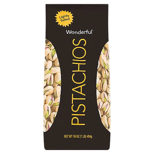 One 16 Ounce Bag of our Roasted & Lightly Salted In-Shell Wonderful Pistachios.