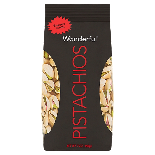 Spice up your snacking with Sweet Chili Wonderful Pistachios. The spicy red chili pepper gives these wonderfully tasty pistachios a tangy, smoky flavor that's, dare we say, addicting. Each one is better than the last. Bet you can't stop crackin'.