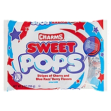 Charms Stripes of Cherry and Blue Razz Berry Flavors Sweet Pops, 9 oz