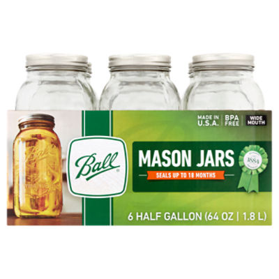 Ball 64 oz Wide Mouth Mason Jars, 6 count