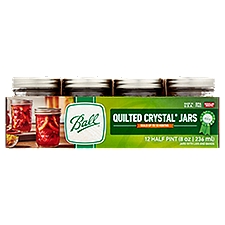 Ball Quilted Crystal 8 oz Regular Mouth Jars with Lids & Bands, 12 count