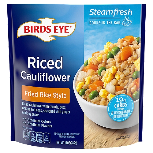 Birds Eye Steamfresh Fried Rice Style Riced Cauliflower, 10 oz
Riced cauliflower with carrots, peas, onions and eggs, seasoned with ginger and soy sauce