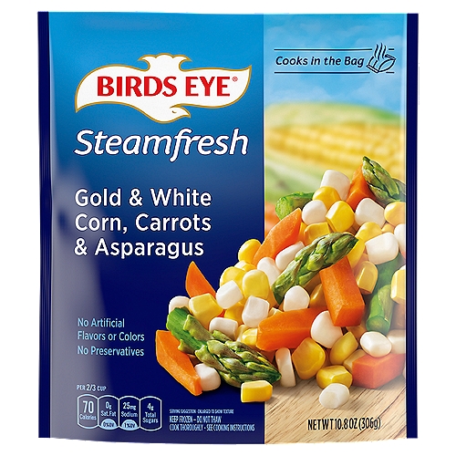 Birds Eye Steamfresh Gold & White Corn, Carrots & Asparagus, 10.8 oz