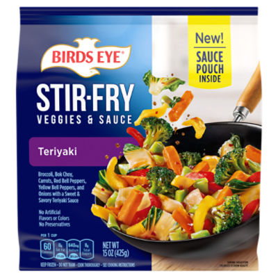 Birds Eye Stir Fry Veggies and Sauce, Teriyaki, Frozen Vegetables, 15 oz., 15 Ounce