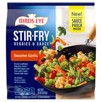 Birds Eye Stir Fry Veggies and Sauce, Sesame and Garlic, Frozen Vegetables, 15 oz., 15 Ounce