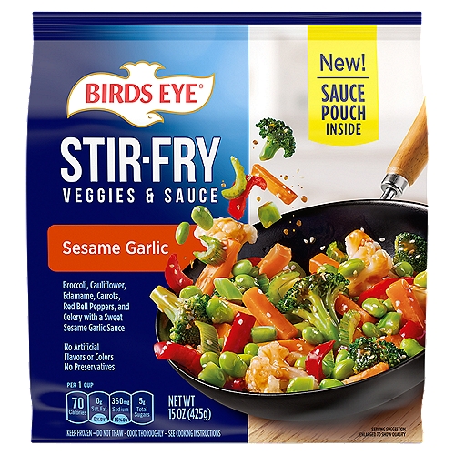 Birds Eye Stir Fry Veggies and Sauce, Sesame and Garlic, Frozen Vegetables, 15 oz.