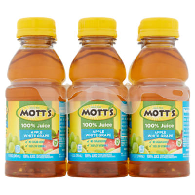Mott's Apple White Grape 100 Juice, 8 fl oz, 6 count