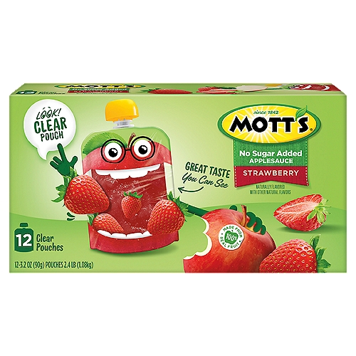 Mott's Strawberry No Sugar Added Applesauce, 12 count