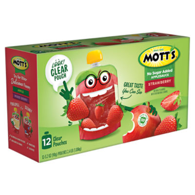 Mott's Strawberry No Sugar Added Applesauce, 12 count