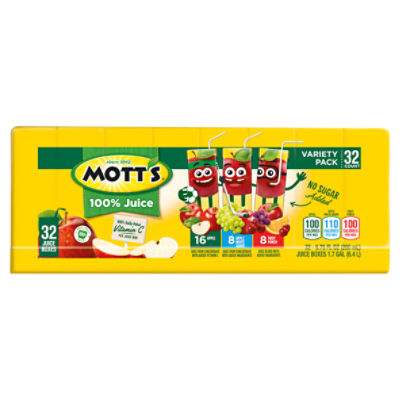 Mott's Juice Variety Pack, 6.75 fl oz Drink Boxes, 32 Pack