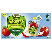Mott's Mighty No Sugar Added Honeycrisp Apple Flavored Applesauce & Fiber, 3.2 oz, 12 count