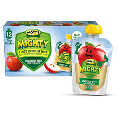 Mott's Mighty Honeycrisp Apple Applesauce, 3.2 Oz Clear Pouches, 12 Pack